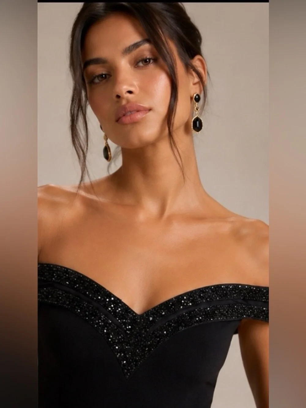 Lipsy London beaded off the shoulder gown - Picture 2 of 11